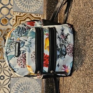 Stone & Co Small Black and White Floral Backpack purse
